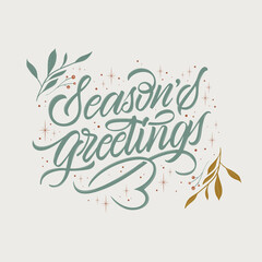 Obraz premium Season's greetings vector text for the Christmas holiday. Design poster, greeting card, party invitation. Vector illustration.