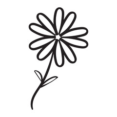 Outline Flower Doodle. Black and white simple illustration of hook vector