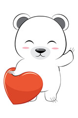 White bear and red heart
