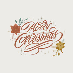 Merry Christmas vector text Calligraphic Lettering design card template. Calligraphic handmade lettering.