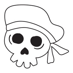 Skull in a bandana. Coloring Page or Book