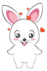 White bunny with heart