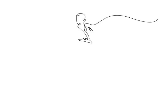 Karate. Fighting man wearing kimono drawing with continuous line, quick sketch, combat and martial arts concept, minimalist video of vector illustration 