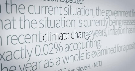 Slow changing climate change headlines press articles around the world. Smooth zoom pan digital animation