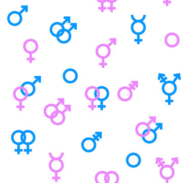 Gender symbols seamless pattern on white backgroud