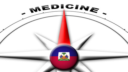 Haiti Globe Sphere Flag and Compass Concept Medicine Titles – 3D Illustration
