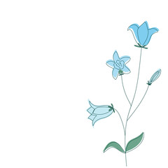 Vector bluebell flower with outlined silhouette isolated on white background. Design for Logo, business card, flyer.