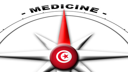 Tunisia Globe Sphere Flag and Compass Concept Medicine Titles – 3D Illustration