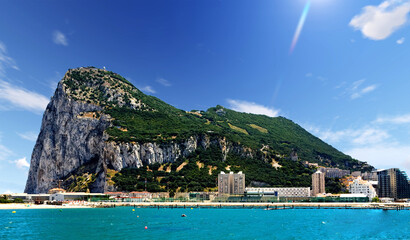 Rock of Gibraltar, shot from cruise ship - obrazy, fototapety, plakaty