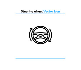 Steering wheel vector outline icon illustration. Steering wheel icon