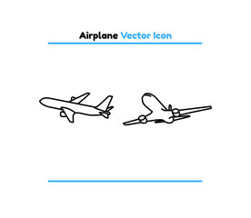 Airplane vector outline icon illustration. Airplane icon