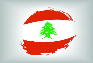 Stylish Lebanese Red Flag with Cedar- Vector Icon Illustration Isolated