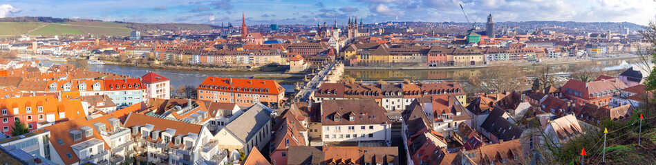 Naklejka na ściany i meble Wurzburg. Panoramic aerial city view.