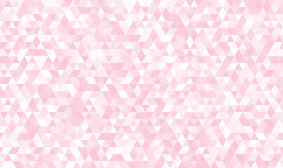 Abstract seamless pattern of geometric shapes. Mosaic background of small triangles. Evenly spaced triangles in different shades of pink. Vector illustration