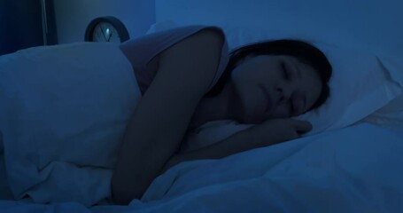 Female trying to fall asleep in bed, sleeping disorder, health care, anxiety