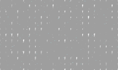 Seamless background pattern of evenly spaced white sea horse symbols of different sizes and opacity. Vector illustration on gray background with stars