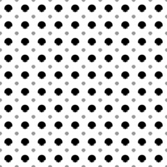 Square seamless background pattern from black sea shell symbols are different sizes and opacity. The pattern is evenly filled. Vector illustration on white background