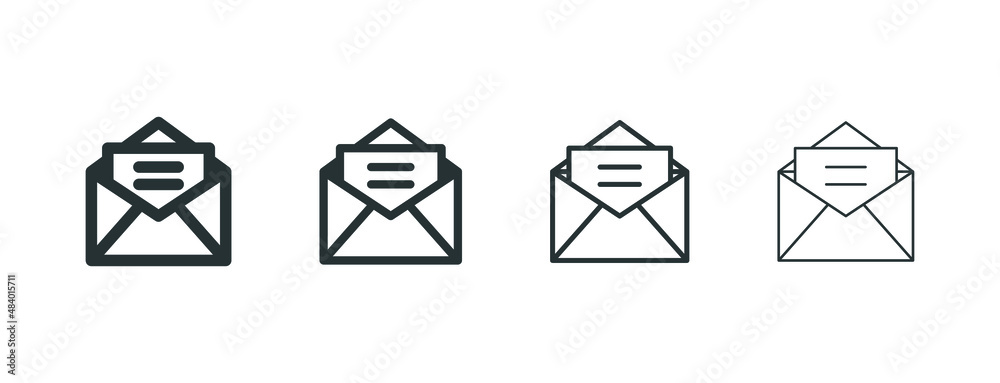 Aufkleber envelope icon, mail icon, email message symbol in filled, thin line, outline and stroke style for ap