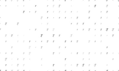 Seamless background pattern of evenly spaced black figure skating symbols of different sizes and opacity. Vector illustration on white background