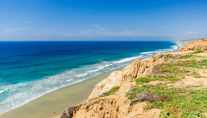 Beach at Torrey Pines State Natural Preserve in Southern California.