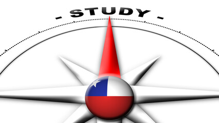 Chile Globe Sphere Flag and Compass Concept Study Titles – 3D Illustration