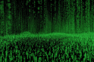 Fototapeta premium Digital background green matrix. Matrix style program. Stream of Decimal Digits. Computer code.