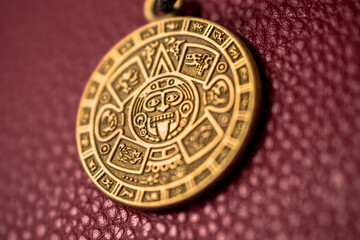 Amulet that attracts good luck. Amulet for a person. Talisman stone of the sun, Calendar of the Aztecs