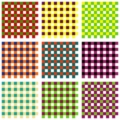 Colorful seamless plaid tablecloth gingham pattern collection on the white background. Vector illustration.	