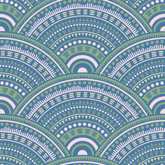 Ethnic circle shapes seamless geometric pattern.