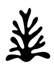 Vegetative black silhouette of algae, underwater fauna