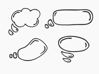Doodle blank speech bubbles, hand drawn cartoon thinking shapes set. Trends 2022