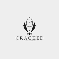 Cracked logo design. Egg logo template using suit. Vector Illustration.