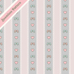seamless pattern with hearts and ribbons