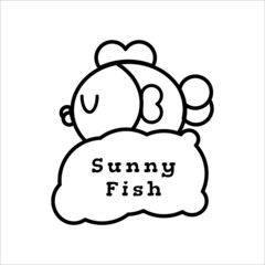 monoline simple fish logo icon vector