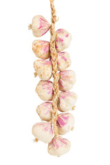 Artificial garlic is intertwined like a braid.