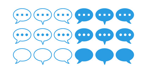 Speech bubbles line icons set.Simple blue Chat Bubble icons.Speech clouds chat bubble icon.Message box communication.Conversation symbol.