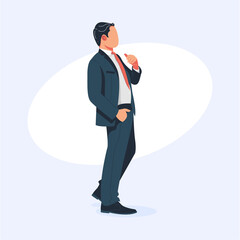 Businessman in suit standing pose profile