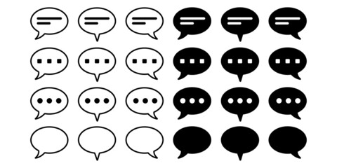 Speech bubbles line icons set.Simple black Chat Bubble icons.Speech clouds chat bubble icon.Message box communication.Conversation symbol.