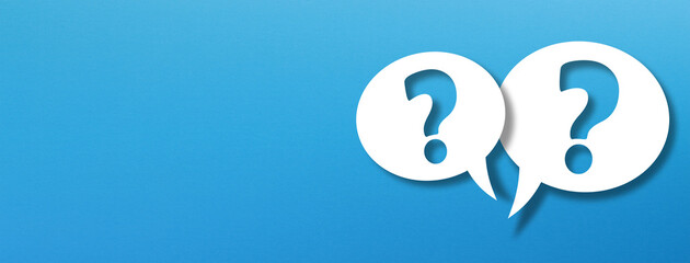 Speech bubbles with question mark on blue background