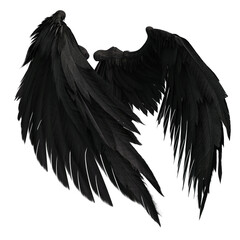 Pair of isolated white angel style wings with 3D feathers on white background, 3D Illustration, 3D Rendering