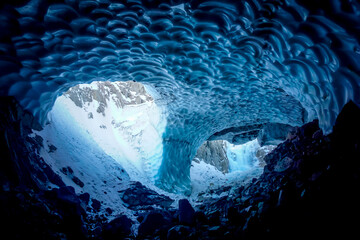 Inside a cold ice cave