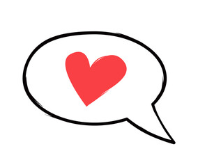 Speech balloon with heart. Declaration of love