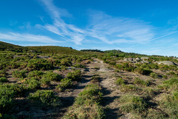 Fototapeta premium Mountains landscape, nature views on outdoor walks. Santiago de Compostela Pilgrims. 