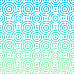 Abstract blue and green overlapping circles, ethnic pattern background.