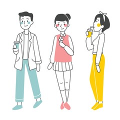 Vector illustration in flat design of group of people doing different activity