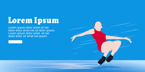 UI design of abstract woman skating on ice on abstract blue background