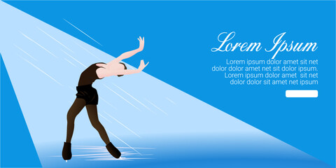 UI design of abstract woman skating on ice on abstract blue background