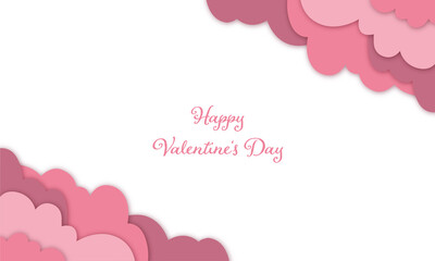 Valentins Tag - Hintergrund in Papierschnitt, Wolken und Herzen hängen von der Decke. Pink Banner, Freisteller, Muttertag