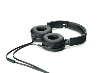 Black headphone isolated on white background