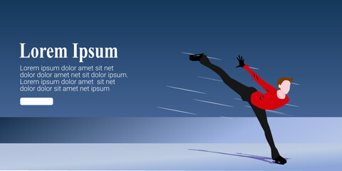 UI design of abstract man skating on ice on an abstract blue background, male Figure Skaters